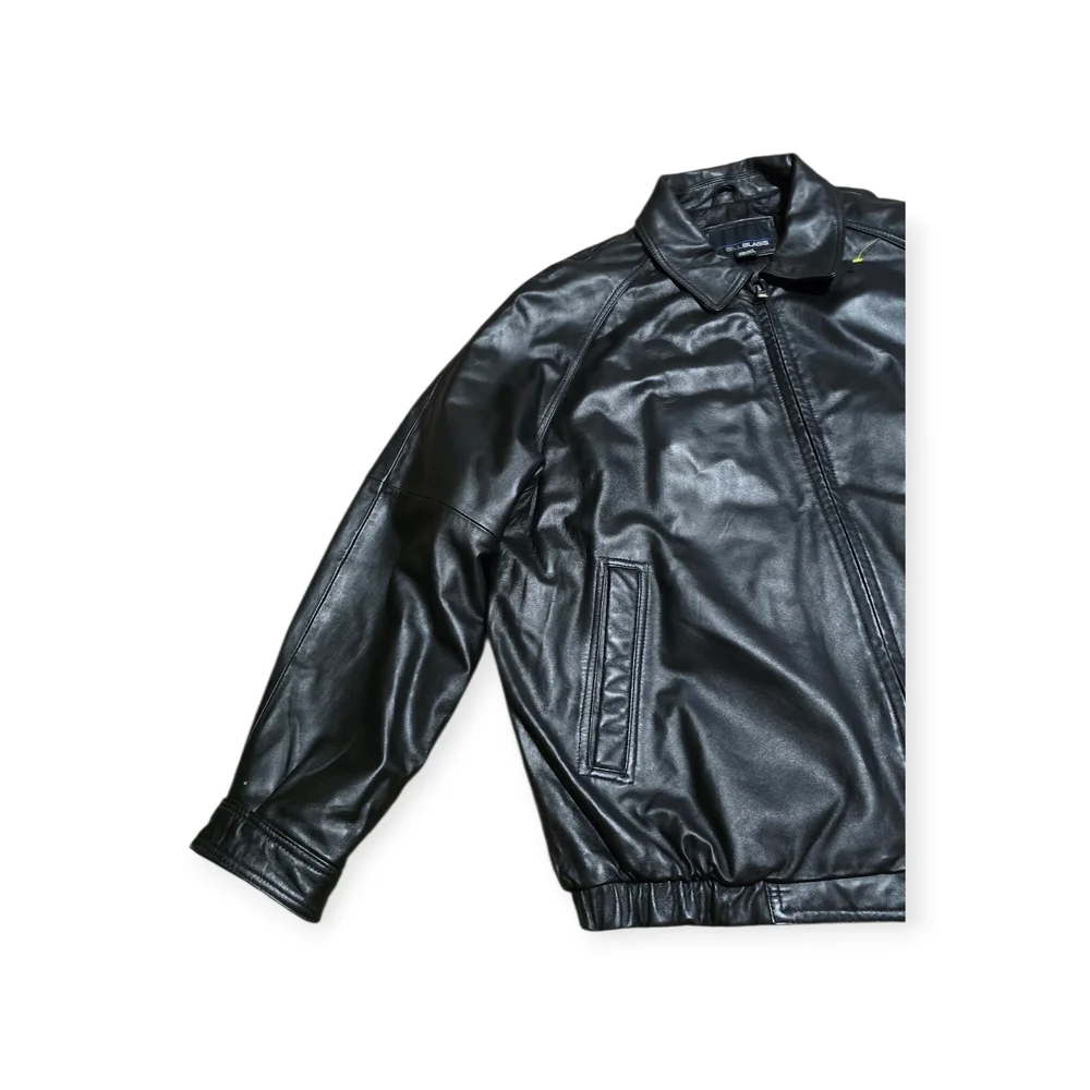 Bill Blass Black Lambskin Leather Bomber Jacket